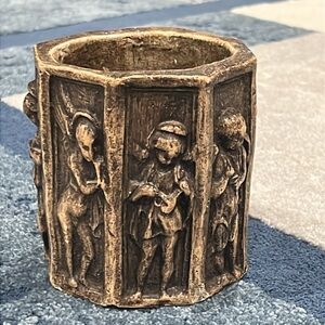 Antique-Style Gold Cherub Art Sculpture Vase/Pot